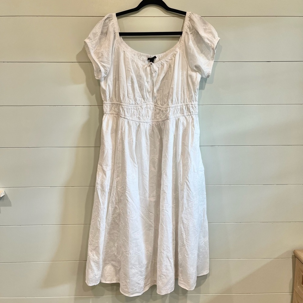 Torrid midi embroidered white dress